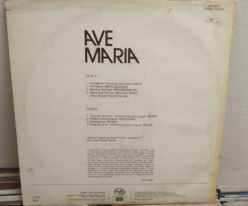 Album Av&eacute; Maria Orgue de Westminster CD et vinyles