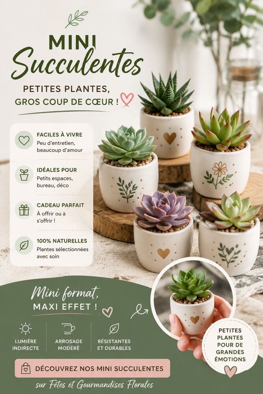 Mini plantes succulentes disponibles par lots : 10, 20, 50.. Jardin