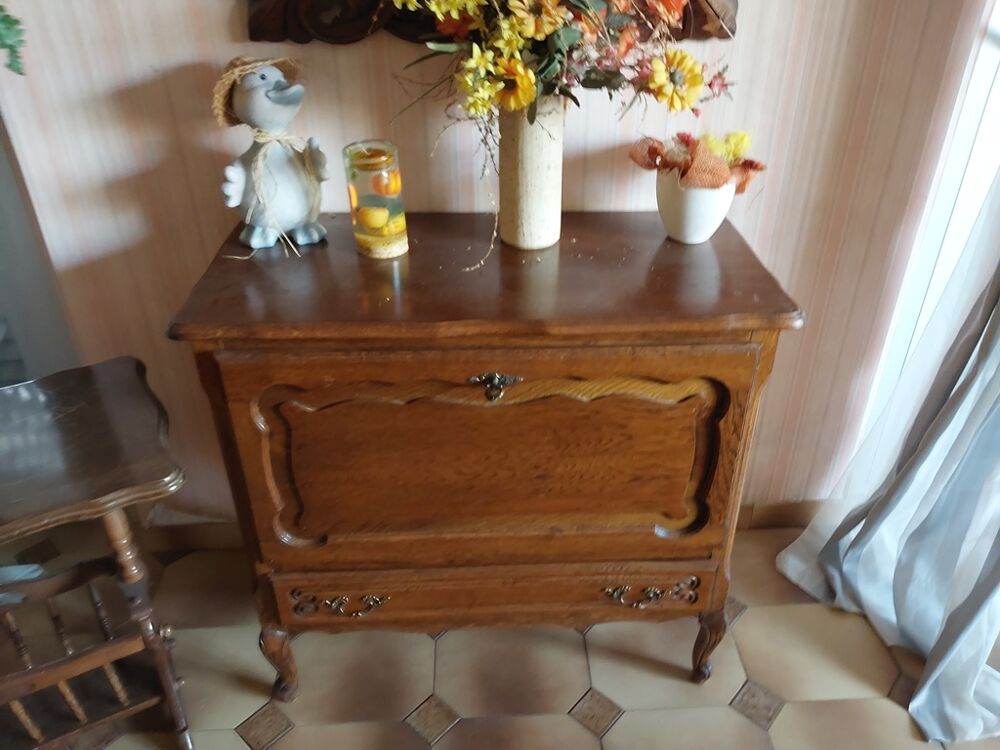 Meuble t&eacute;l&eacute; bar en bois marron 1tiroir et 1grande porte Meubles