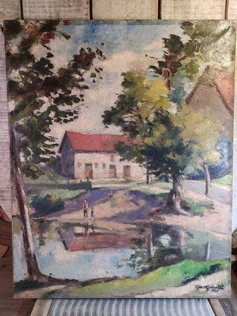 Tableau Ferme Vieux-Cours à Gien Signé Rob. Guénol 1937 80 Gien (45)