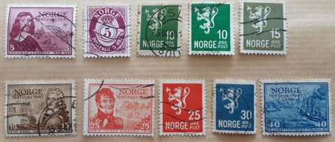 10 timbreS � collection  NORVEGE OBLIT�R�S 1936 &1947 2 Pontoise (95)