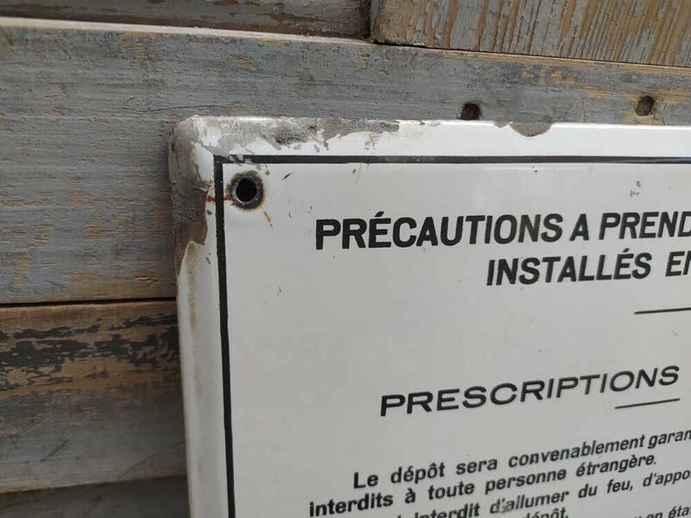 Ancienne Plaque &Eacute;maill&eacute;e S&eacute;curit&eacute; Pr&eacute;cautions dans les D&eacute;p&ocirc;t 