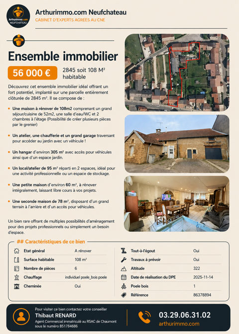   Ensemble immobilier parcelle entièrement clôturée de 2845 m² Maison - 6 pièce(s) - 2845 m²