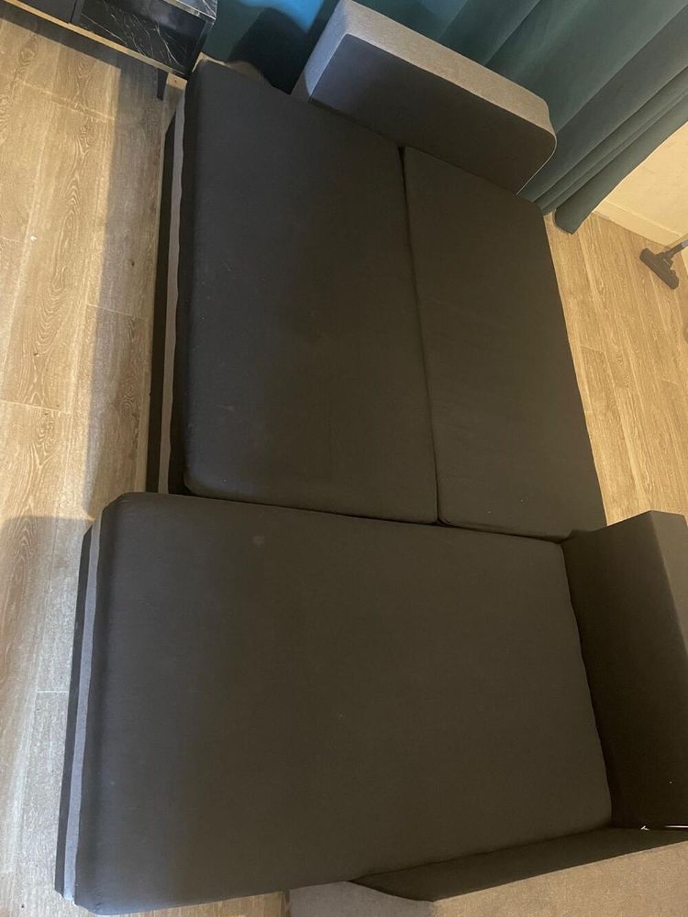 Canap&eacute; d?angle tissu noir et gris Décoration