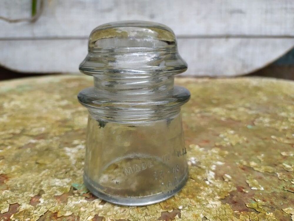 Ancien T&ecirc;te Isolateur &Eacute;lectrique Verre Whitall Tatum N&deg;2 USA 