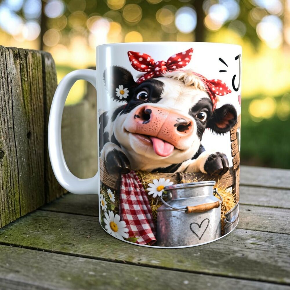 Mug humour; j'peux pas j'ai mes vaches &agrave; traire Décoration
