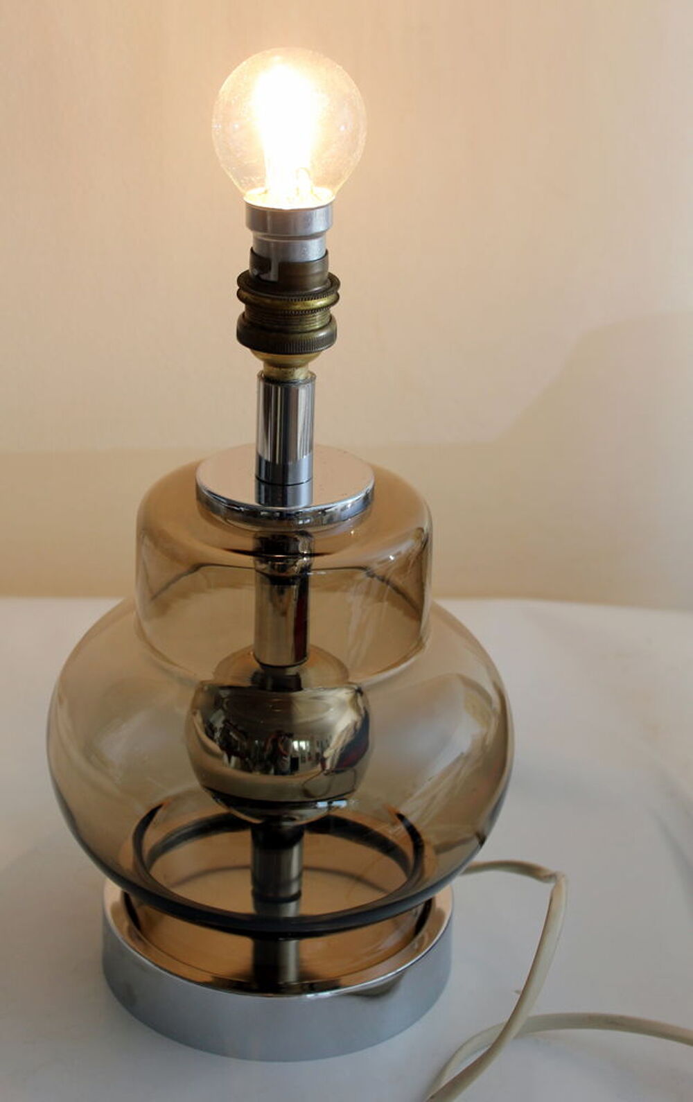 Lampe design Germany 60-70 DORIA LEUCHTEN 
chrome et verre Décoration