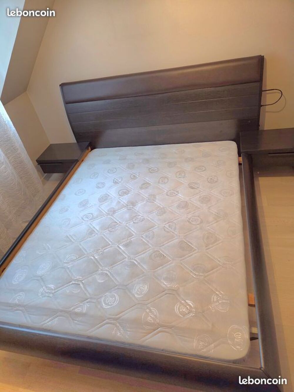 Chambre &agrave; coucher CELIO EBENE ? Lit 160x200 &amp; rangements, qu Meubles
