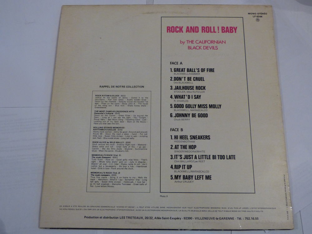 LP - ROCK AND ROLL BABY by THE CALIFORNIAN BLACK DEVILS CD et vinyles