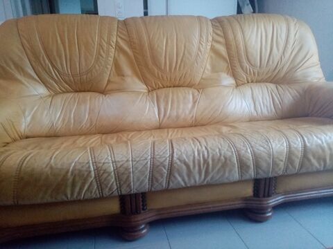 Canap� cuir beige 3 places 300 Pinon (02)