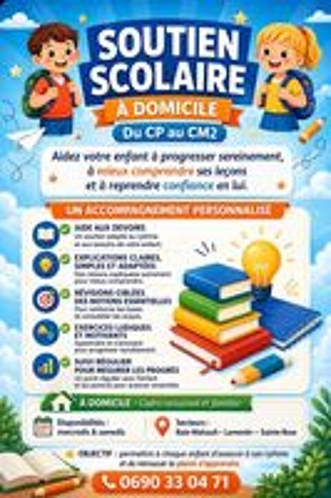   Soutien scolaire à  domicile CP-CM2 