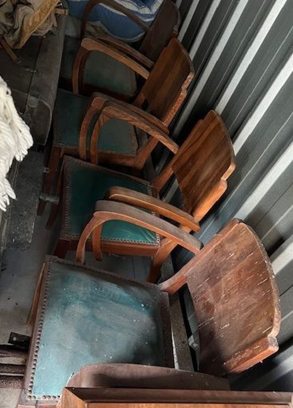 Bureau et 4 fauteuils bridge ann&eacute;es 50. Fauteils garnissage Meubles