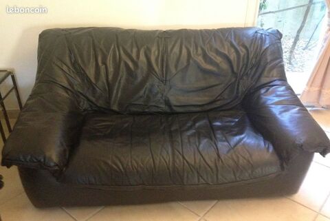 Canap contemporain Cuir souple noir 2 et 3 places 150 Saint-Gly-du-Fesc (34)