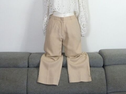 Pantacourt/ Pantalon en 100% Lin Beige- Active Wear 12 Paris 15 (75)