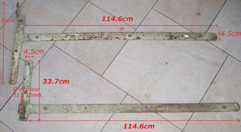 ANCIENNE PAIRE DE PENTURE FER FORG&Eacute;E PORTE XIX &egrave;me Bricolage