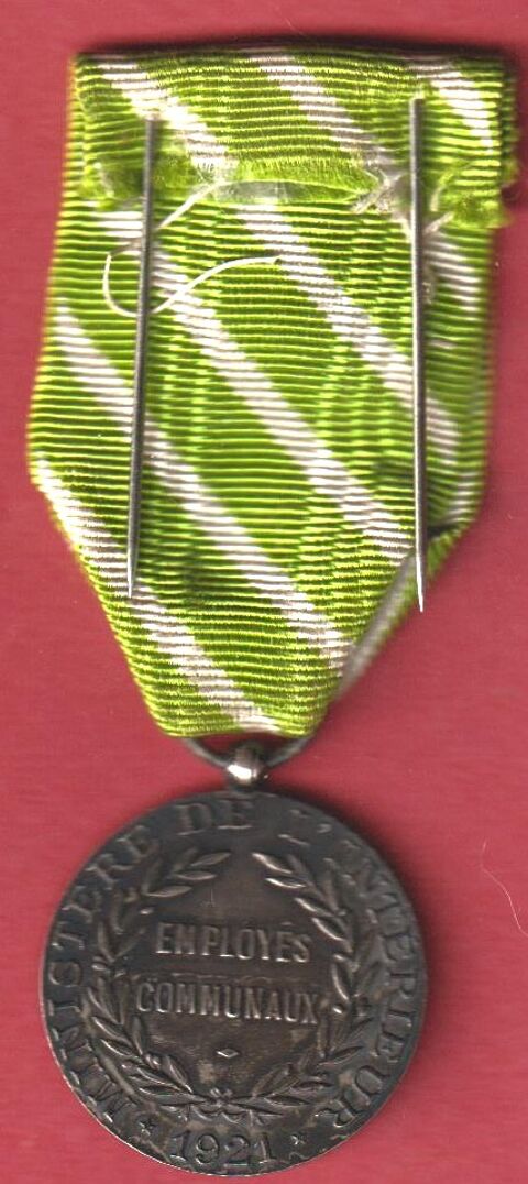 M�daille Minist�re De L'int�rieur 1921 EMPLOYES COMMUNAUX 22 Lucheux (80)