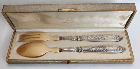 Couverts � Salade ART NOUVEAU argent et ivoire 130 Issy-les-Moulineaux (92)