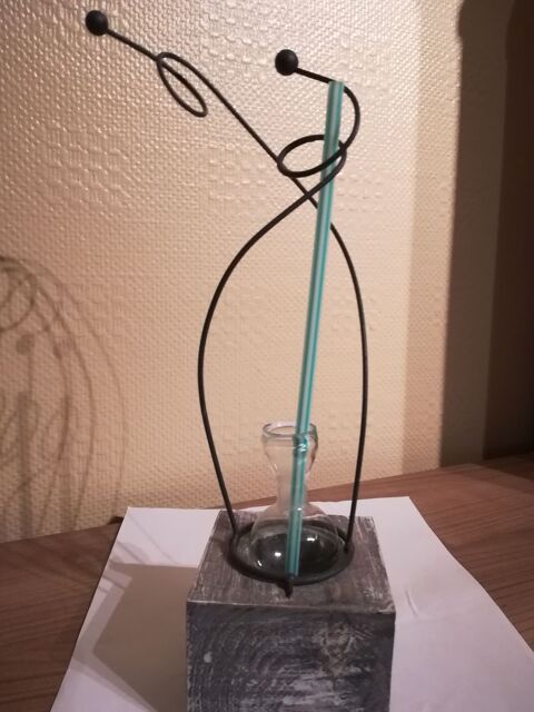 SOLIFLORE ORIGINAL,VASE / BOUGEOIR sur socle carré bois gris 0 Mouvaux (59)