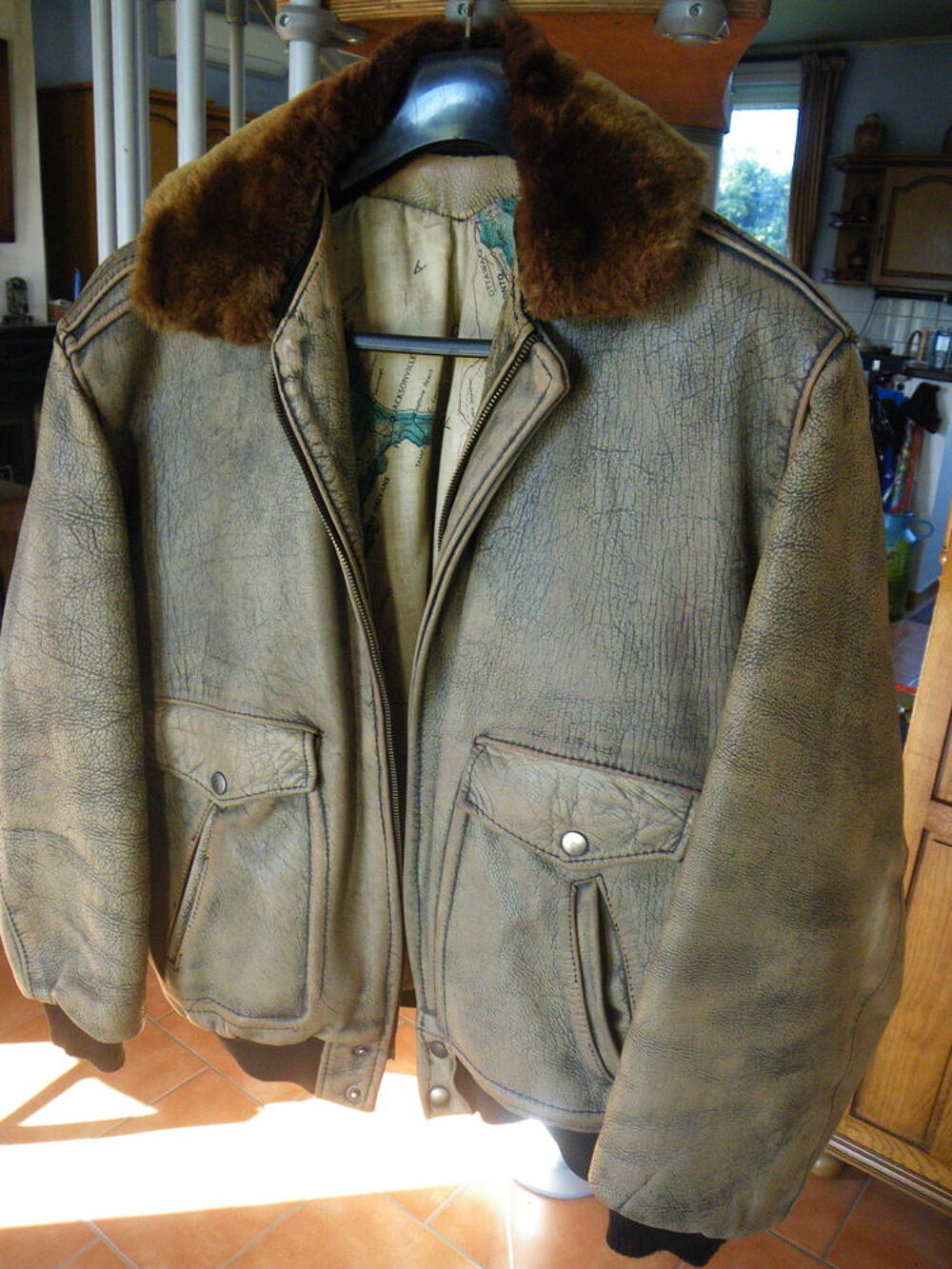 Blouson Cuir Beige Clair V�tements
