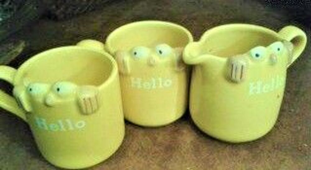 combi dejeuner jaune 2 mug en c&eacute;ramique Cuisine