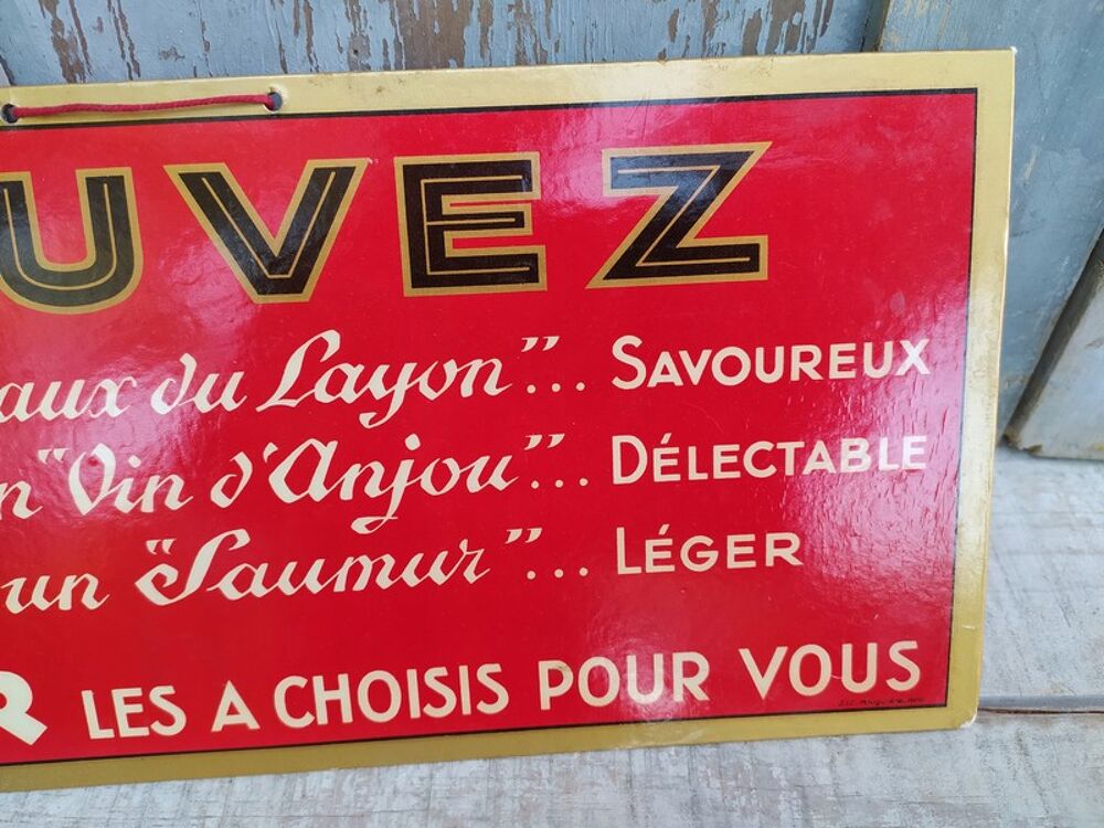 Carton Publicitaire Vins Coteaux Layon Saumur Anjou Tessier 