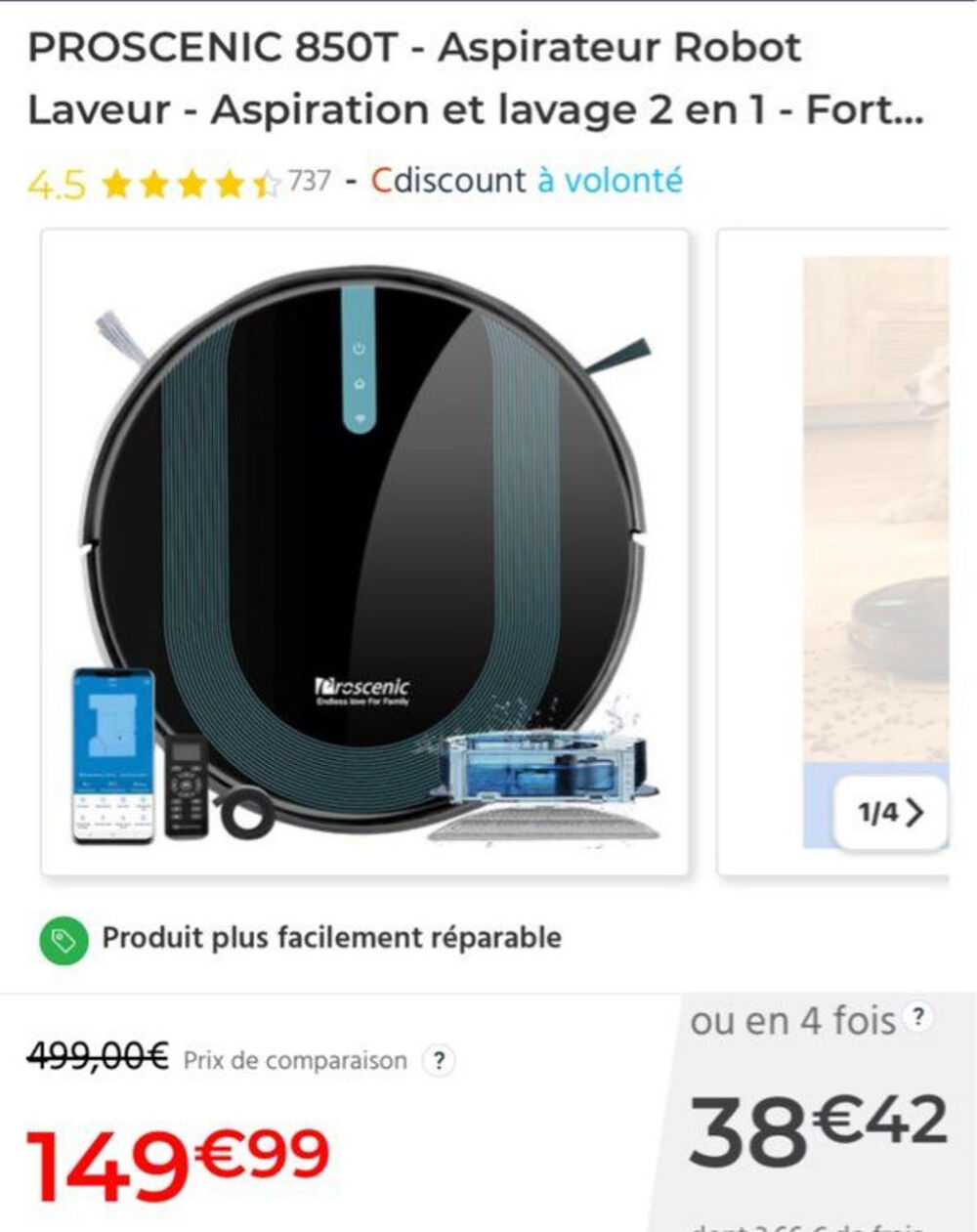 Robot aspirateur proscenic 850 T Electroménager
