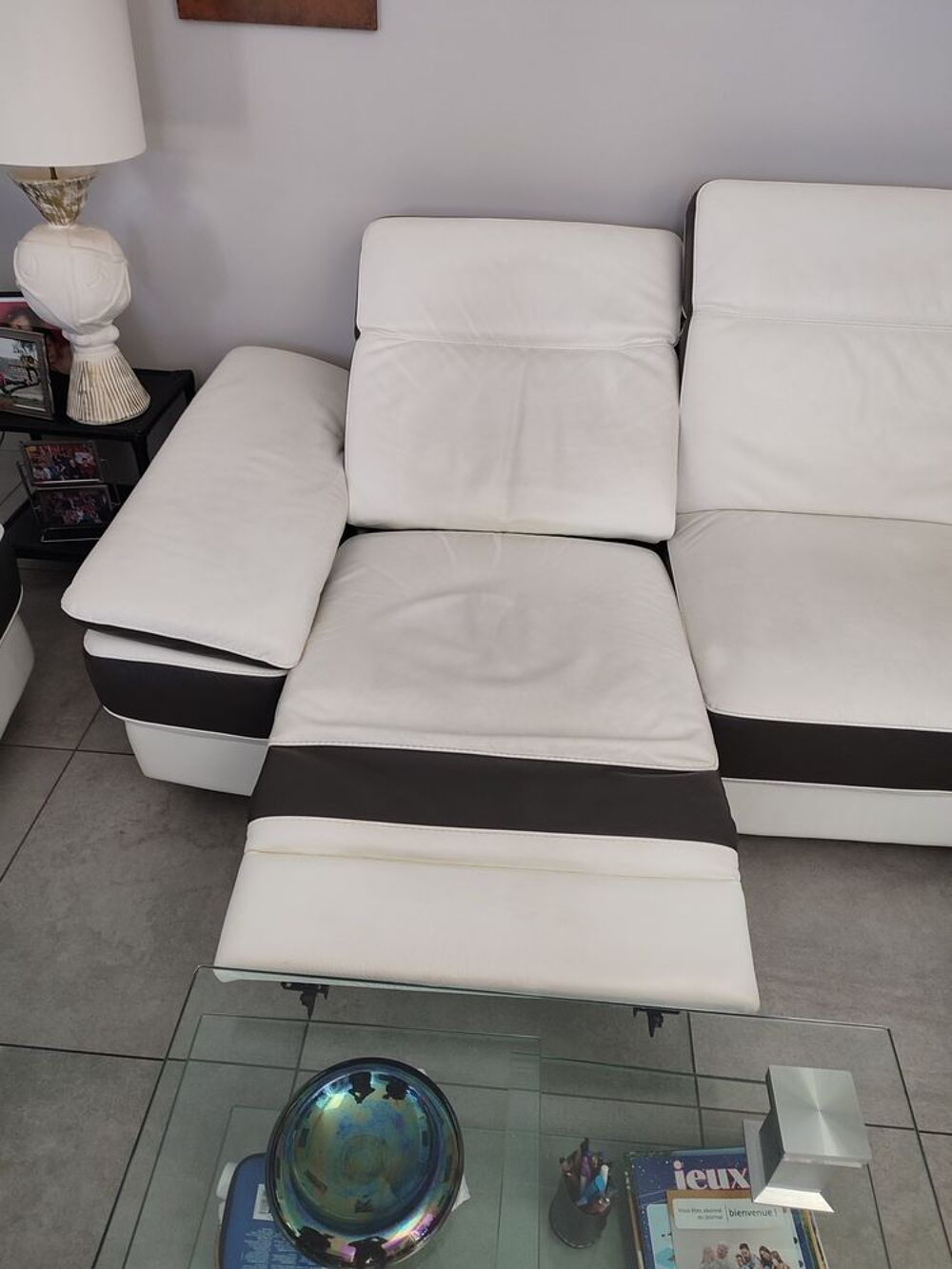 canap&eacute; cuir blanc Décoration