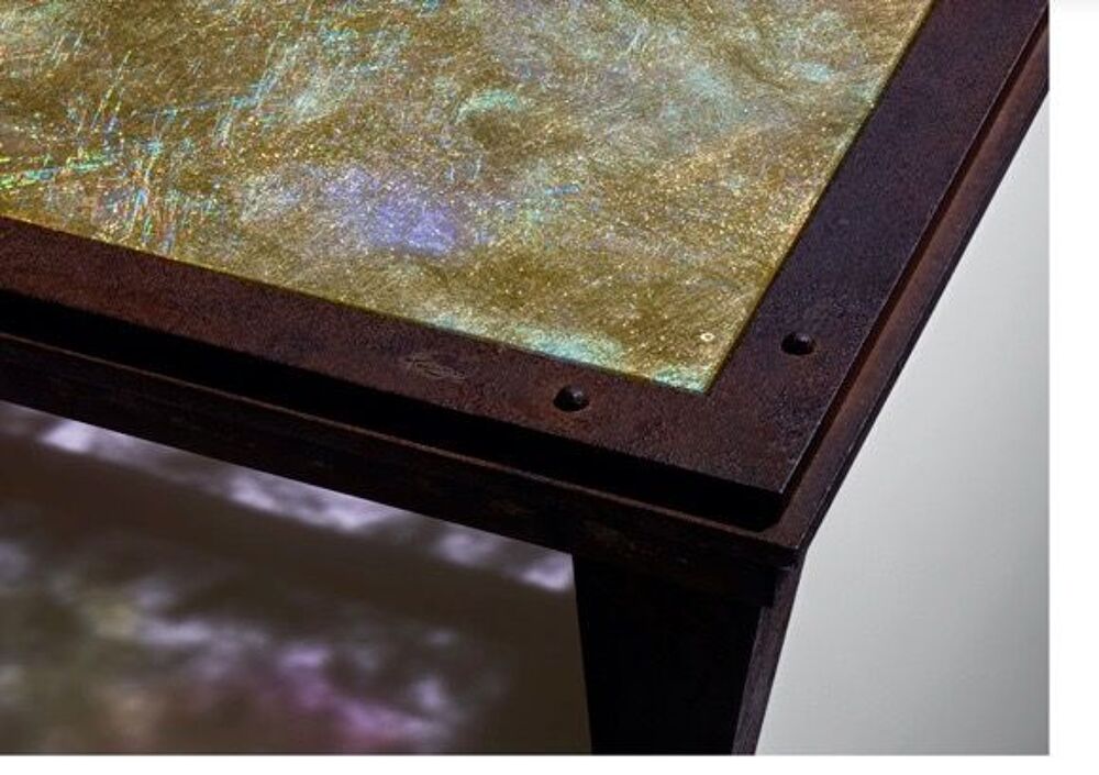 Table basse en verre et fer forg&eacute;, pi&egrave;ce unique Décoration