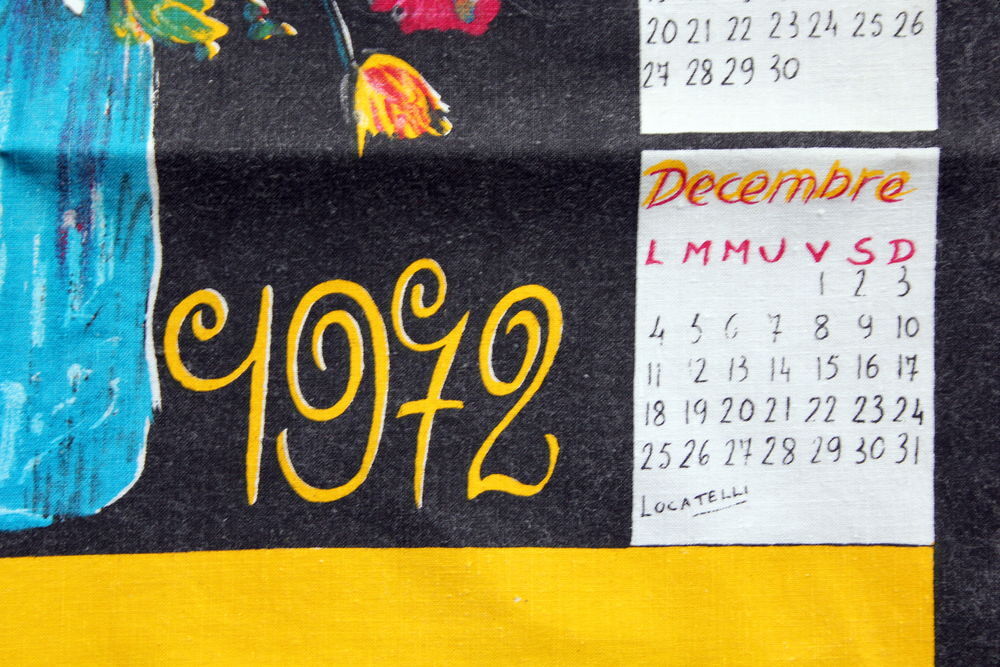 Torchon calendrier 1972 Décoration