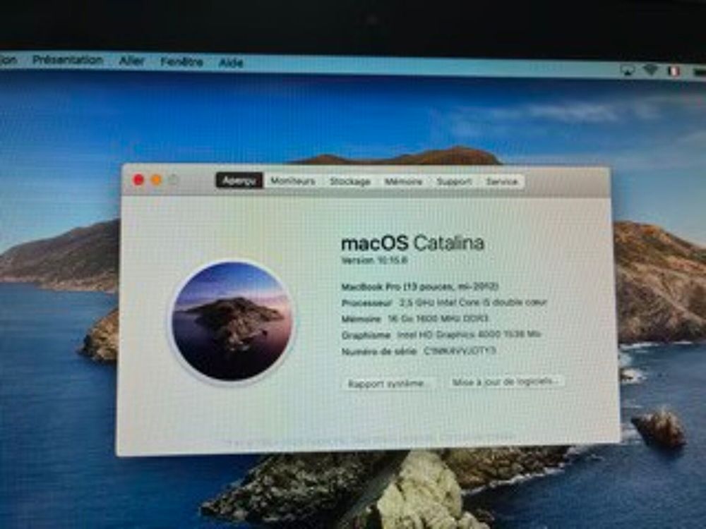 Macbook Pro 13 pouces Mi-2012 RAM 16 go/SSD 500 go Matériel informatique