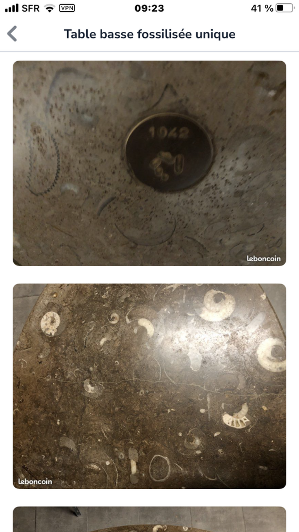 Table basse en pierre naturelle fossilis&eacute;e Meubles