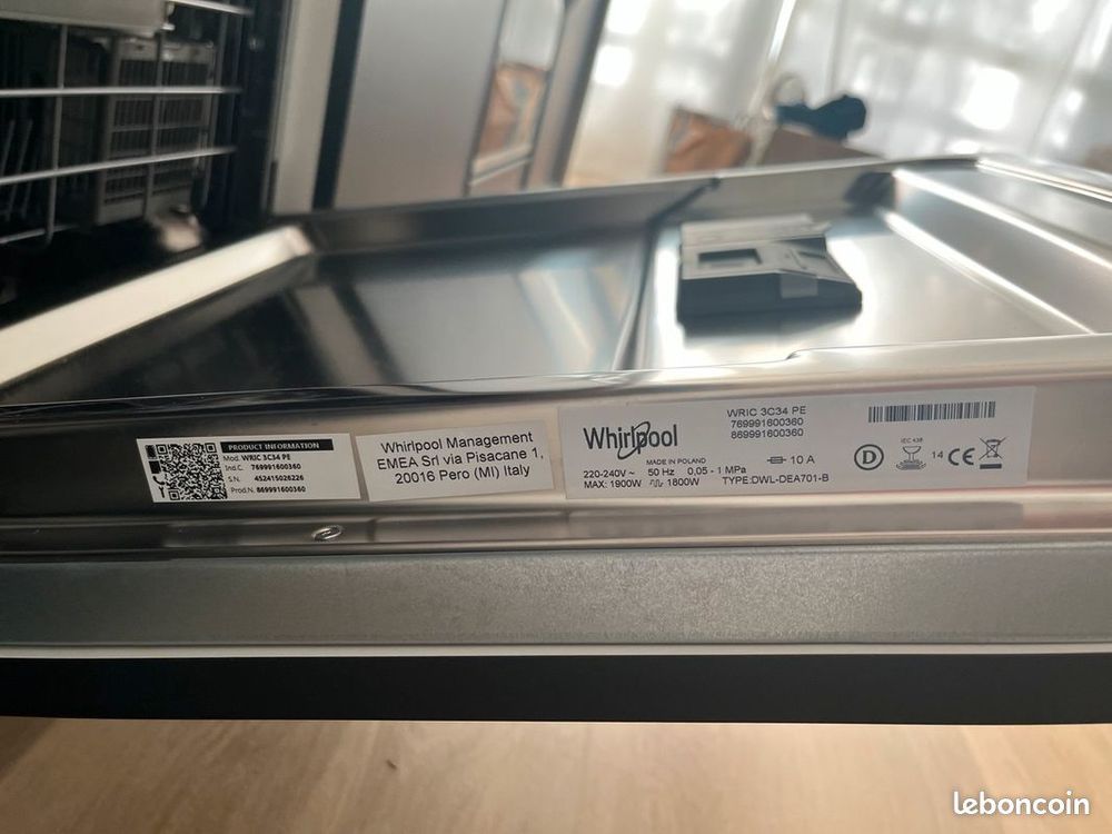 Lave-vaiselle encastrable WHIRLPOOL Electroménager