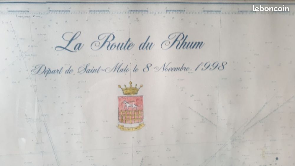 Cadre bois sous verre du cap Fr&eacute;hel a Cancale Carte lev&eacute;e en Décoration