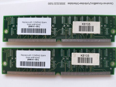 Lot 2 Mmoires RAM  Vintage  Simm 4 Mo Compaq MicroTechn. 9 Canet-en-Roussillon (66)