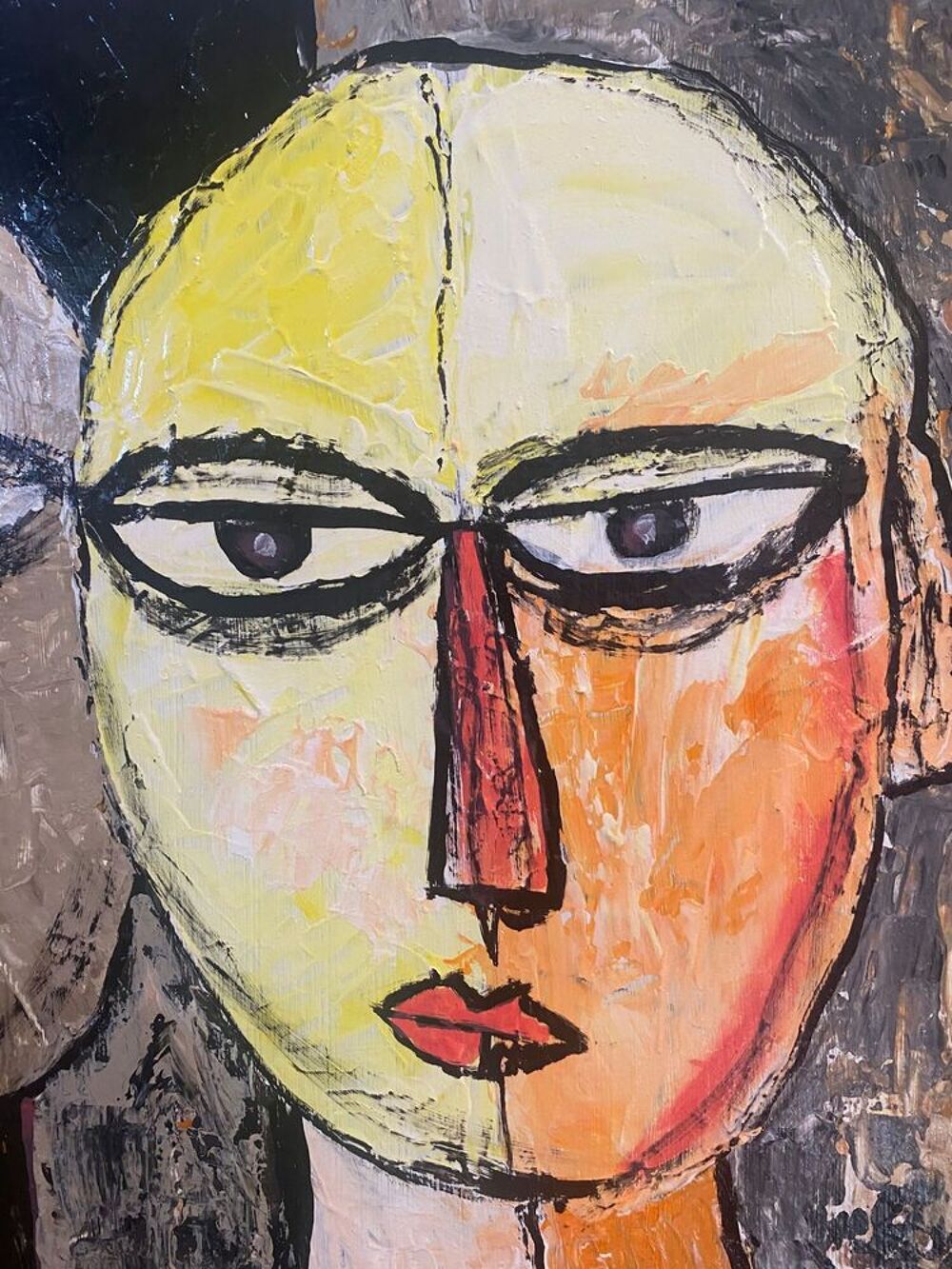 Tableau original Art Brut ? Peinture au couteau 50x50 Décoration