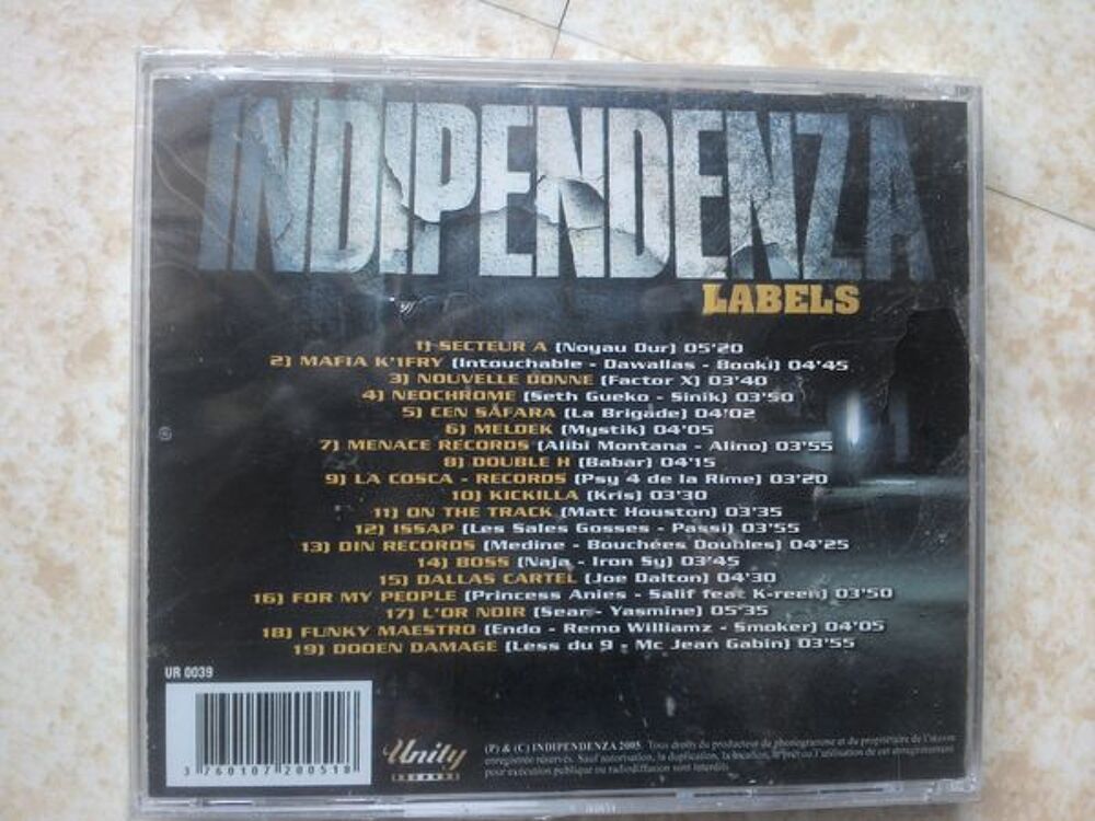 INDIPENDENZA LABELS 2005
BOSS-MAFIA K1FRY-SECTEUR A-DOOEN D. CD et vinyles