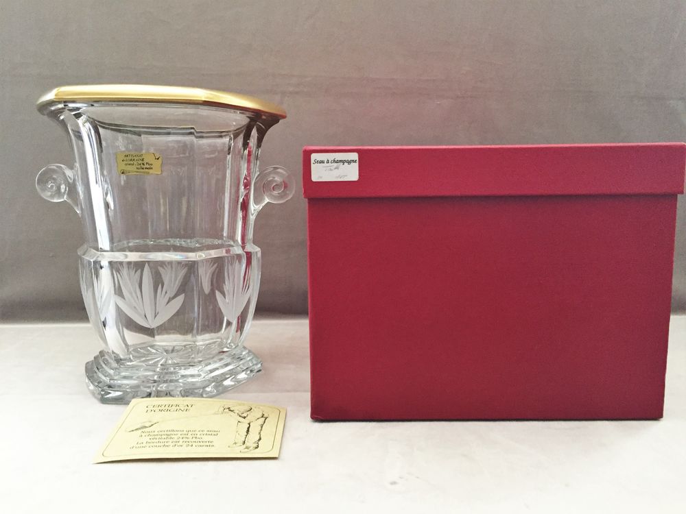 SEAU A CHAMPAGNE DE LUXE CRISTAL OR COFFRET NEUF Art Local Décoration