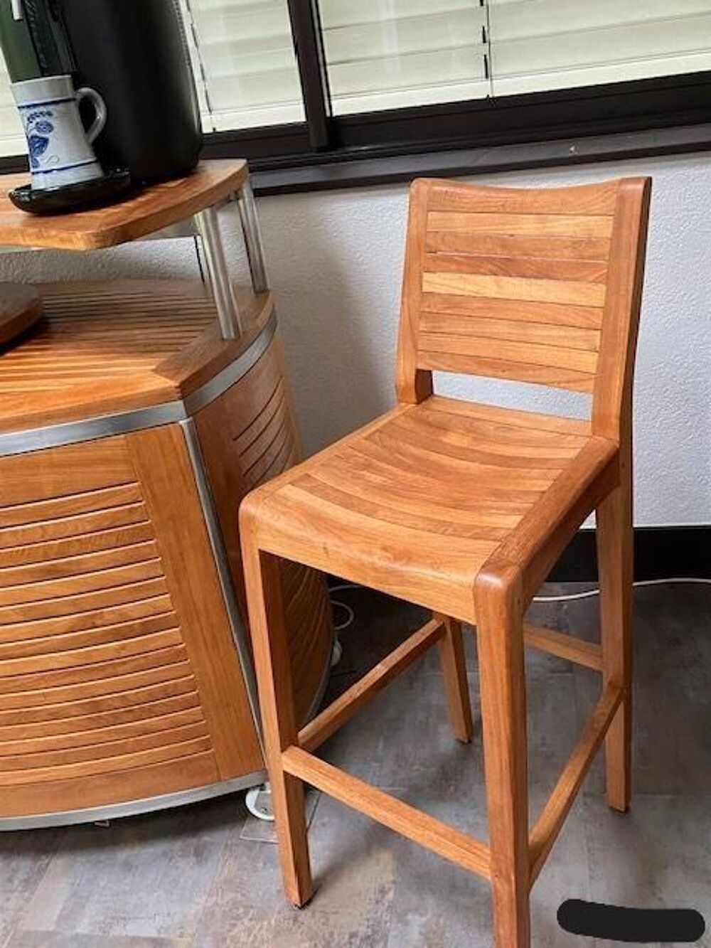 Bar en teck Teckstar haute-qualit&eacute; + 2 chaises bar Meubles
