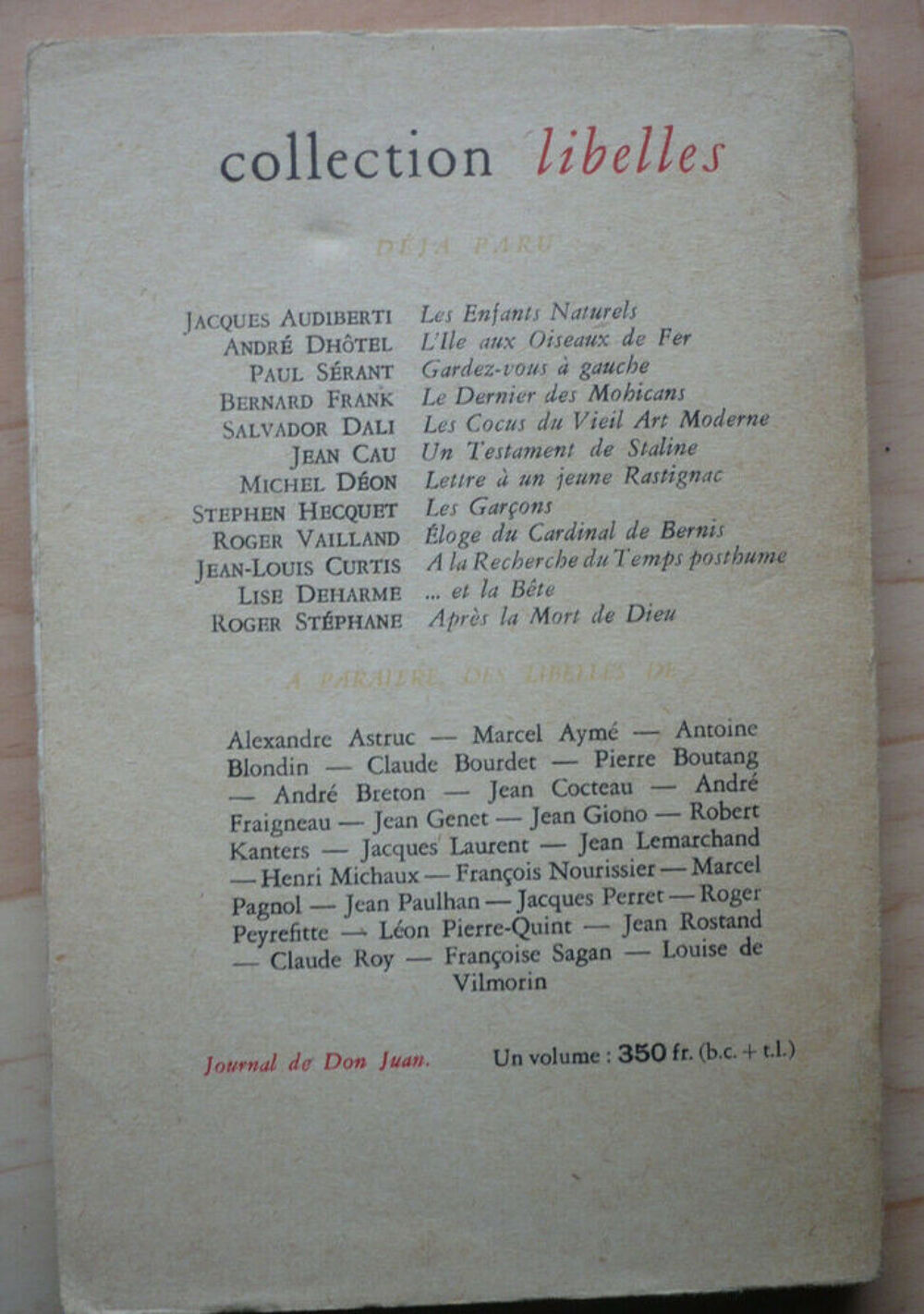 JOURNAL DE DON JUAN de G&eacute;rard MOURGUE (1957) Livres et BD