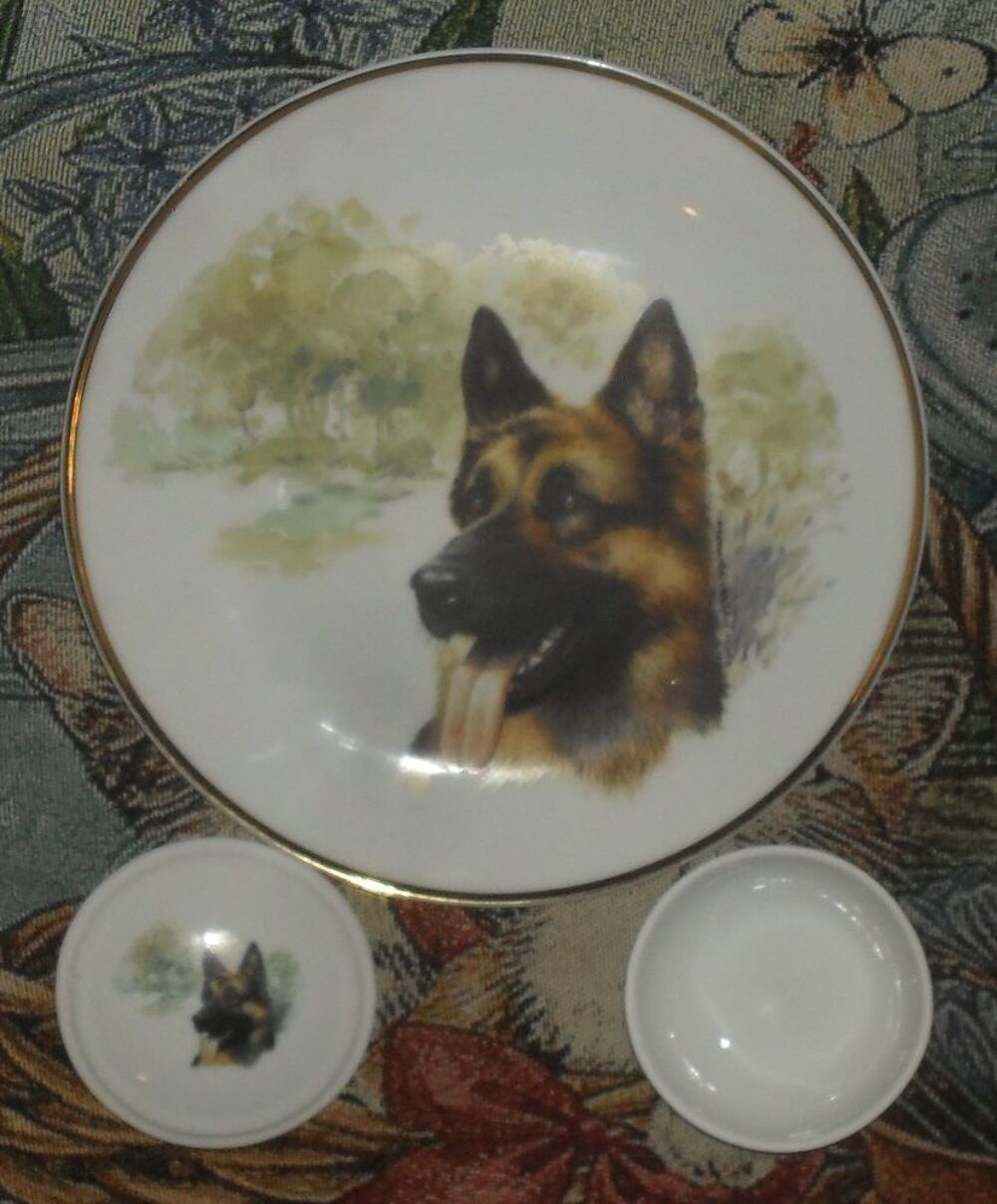 Assiette en porcelaine de Limoges et Bonbonni&egrave;re ou Bo&icirc;te Décoration