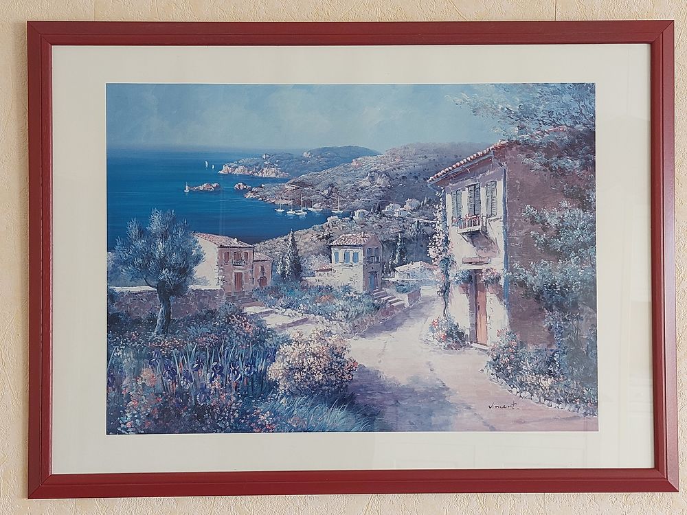 5 grands cadres avec verre et gravures Provence Décoration