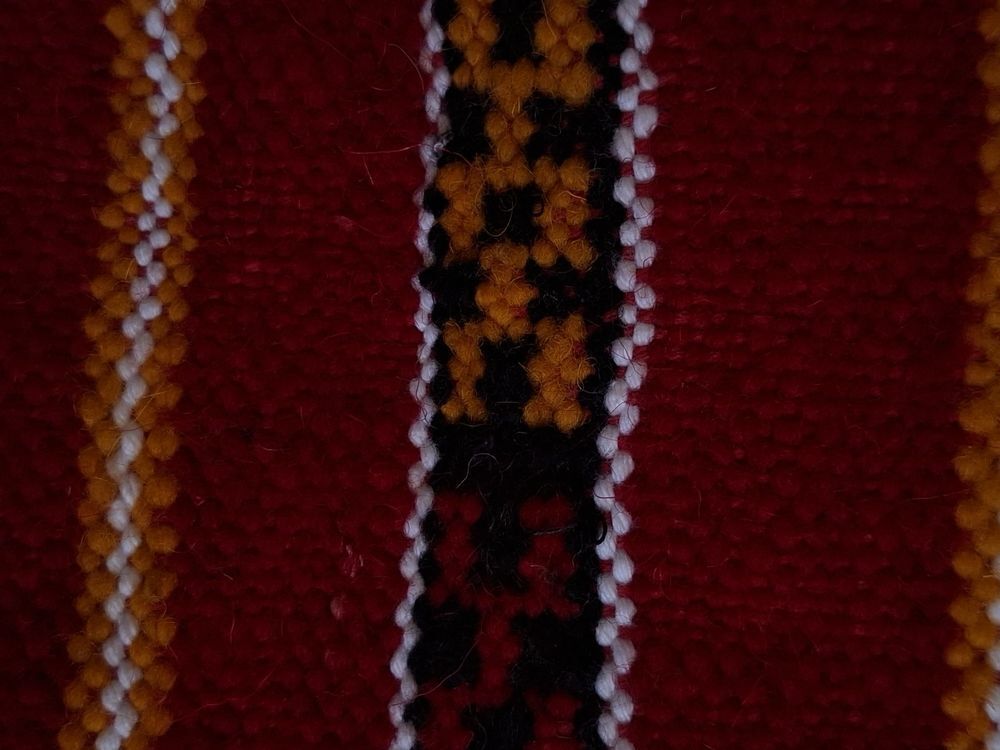 Lot 2 Poufs Berb&egrave;res Kilim 60x60 ? Rouge &amp; &Eacute;cru ? Fait Main Décoration