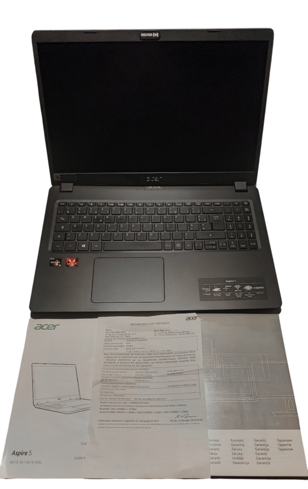Ordinateur portable Acer Aspire A515-43 Matériel informatique