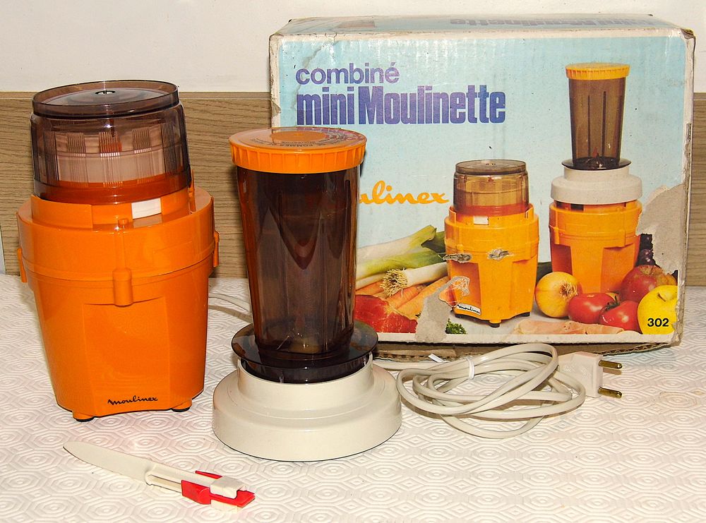 MOULINEX combine blender moulinette orange vintage ann&eacute;es 70 Electroménager