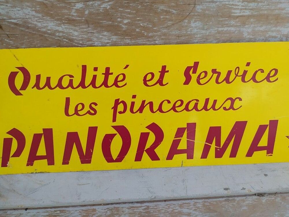 Ancienne Plaque T&ocirc;le Publicitaire Pinceaux Panorama 