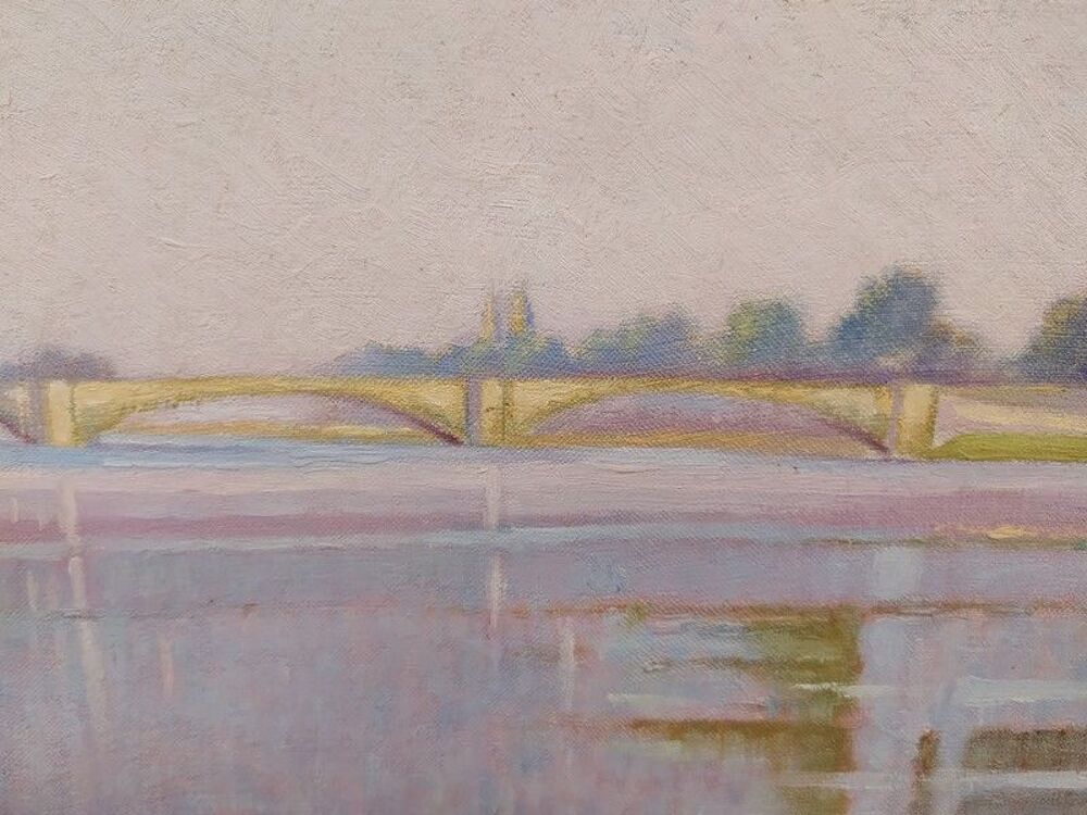 Tableau Fauviste Tours Vu de la Loire Andr&eacute; Jacquet 1943 Décoration