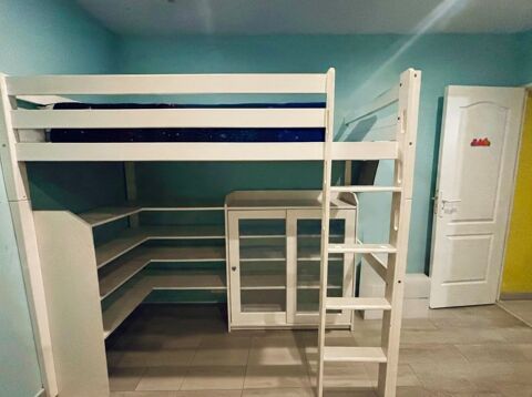Lit mezzanine blanc 90x200 + matelas + sommier ? Très bon ét 250 Bordeaux (33)