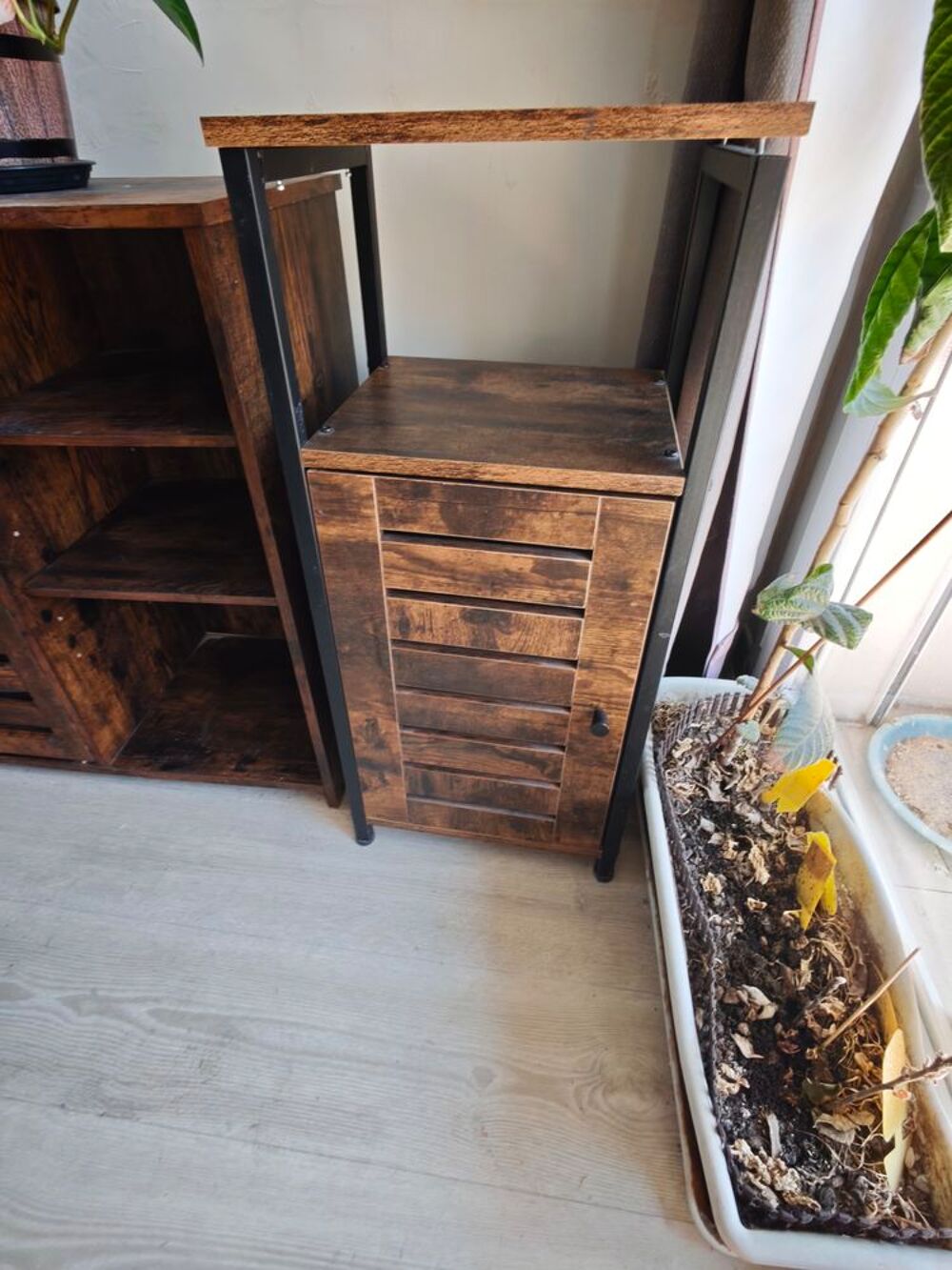 Buffet de rangement marron et noir 2 portes 100 x 35 x 75 cm Meubles