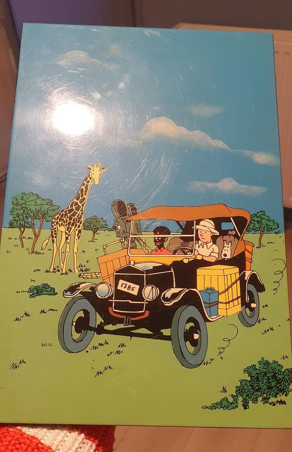 Plaque laqu&eacute;e couverture Tintin au Congo Dcoration