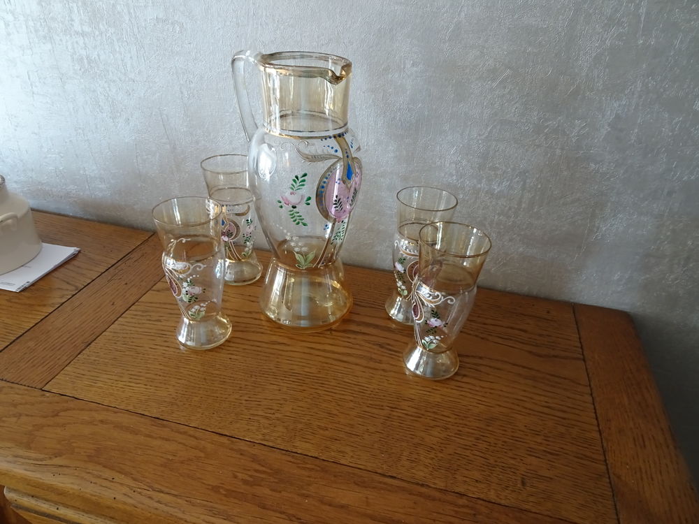 Carafe avec 4 verres ann&eacute;e 1950 Décoration